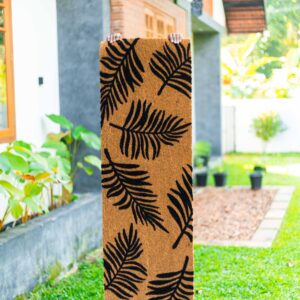 Premium Long Coir Doormat with Black Leaf