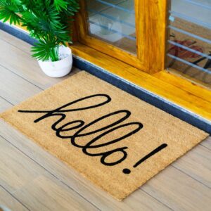 Hello Printed Coir Door Mat 50x90 | Natural Entrance Doormat