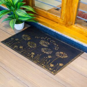 Painted Flower Rubber Door Mat | Anti Slip Water Resistant(45x75cm)