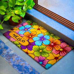 FloraHello Welcome Mat – 45x75 cm Coir Door Mat