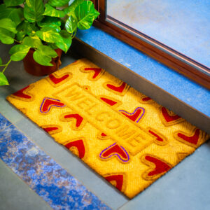 HeartGlow Welcome Coir Mat for Home Entrance 45x75 cm