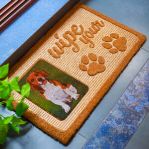 PawPrint Welcome Home Coir Door Mat 45x75cm Pet Decor!