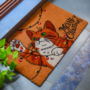 MerryWhiskers Coir Door Mat 45x75cm Cat Lover Decor Mat
